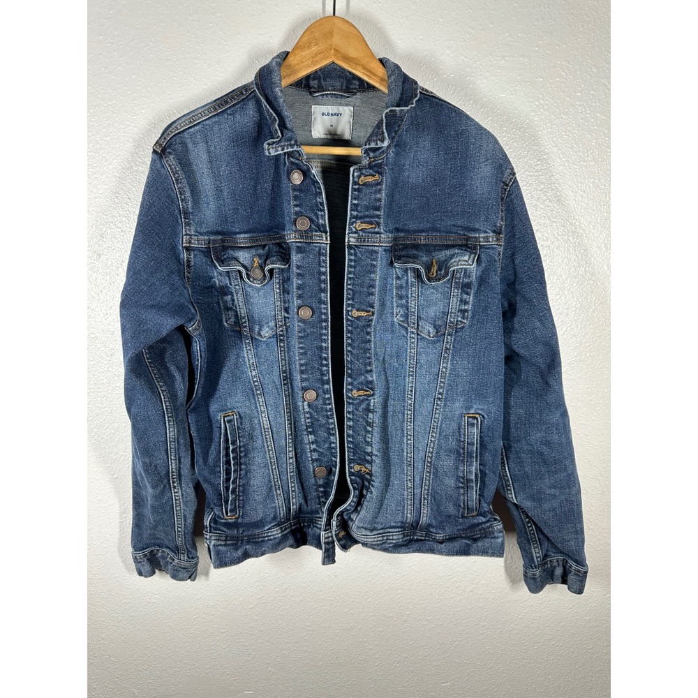 Old Navy Denim Jacket Women Medium Blue Trucker Classic Stretch Cotton 7070